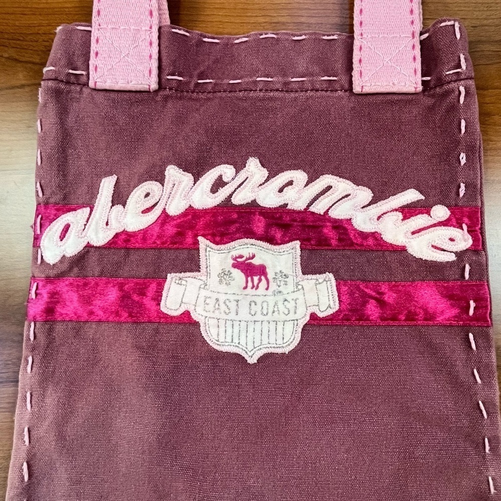 Vintage Y2K Abercrobie & Fitch Tote Bag Burgundy Red East Coast A&F Patch